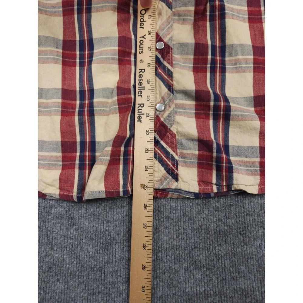 Vintage Faded Glory Pearl Snap Shirt Men's Large Plaid Western Cotton USA